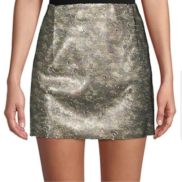 Free People Size 6 Camo Skinny Sequin Mini Skirt - Picture 1 of 10